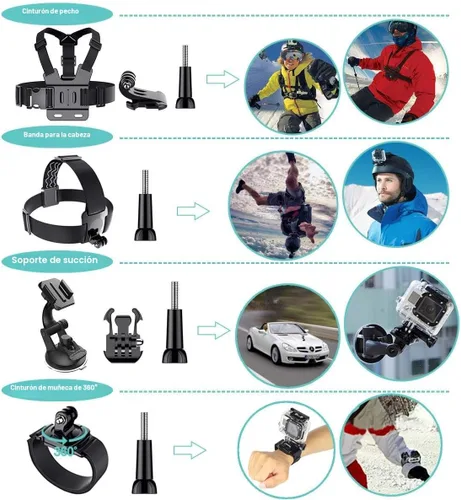 Miniatura 5 de Kit de accesorios de cámara de acción 61 en 1 para GoPro Hero 13 12 11 10 9 8 7 6, GoPro Max, GoPro Fusion, Xiaomi, Insta360, DJI Osmo Action, AKASO