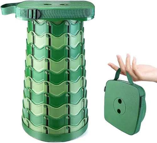 Miniatura 8 de Taburete plegable mejorado Outward Gear resistente con capacidad de carga de 550 libras, plegable, portátil, telescópico, para camping, viajes, Negro