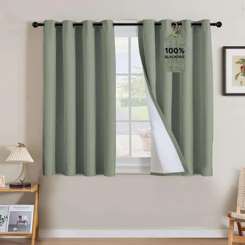 Miniatura 13 de H.VERSAILTEX Cortinas opacas de lino de 72 pulgadas de largo, 100% absolutamente opacas, con aislamiento térmico, con textura de lino, cortinas