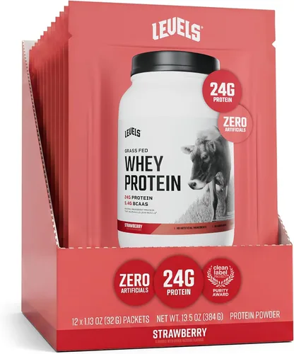 Miniatura 28 de Levels Proteína de Suero Alimentada con Pasto en Polvo, Sin Artificiales, 24G de Proteína, Cappuccino, 2LB