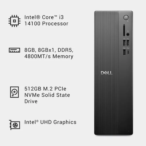 Miniatura 8 de Dell Slim Desktop ECS1250 - Procesador Intel Core i3 14100, 8 GB de RAM DDR5, SSD de 512 GB, WiFi 6, gráficos Intel UHD 730, Windows 11 Home