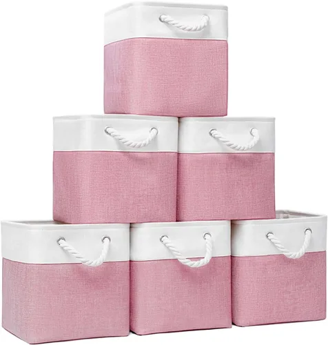 Miniatura 6 de Fabric Storage Cubes, 11 inch cube storage bin with Handles, 11x11cube storage organizer bins, Collapsible Storage Bins for Shelves and Home, Cubby