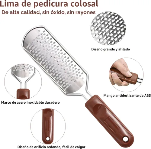 Miniatura 2 de Raspa de pie colosal y afeitadora de callos con mango de madera (10 cabezales de repuesto y 1 lima), kit de lima de pie de pedicura, raspador