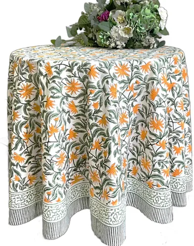 Miniatura 17 de ATOSII Mantel 100% algodón, Amara, floral, hecho a mano, rectangular, de lino, para cocina, comedor, fiestas, bodas, exteriores, picnics, Pascua