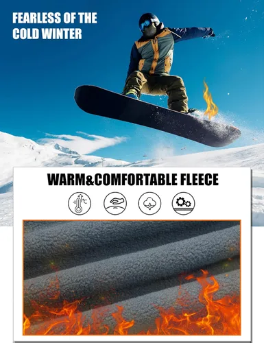 Miniatura 3 de MAGCOMSEN Pantalones de nieve para hombre, resistentes al agua, con forro polar, 5 bolsillos con cremallera, para invierno, snowboard, senderismo