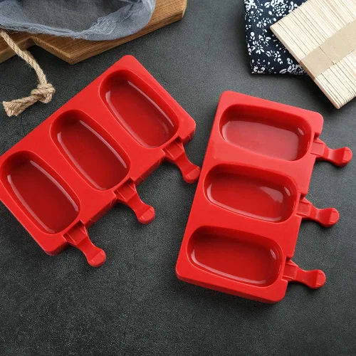Miniatura 2 de Moldes de silicona para paletas de 3 cavidades con tapa, sin BPA, molde de barra de helado casero, moldes para paletas de hielo, moldes de silicona