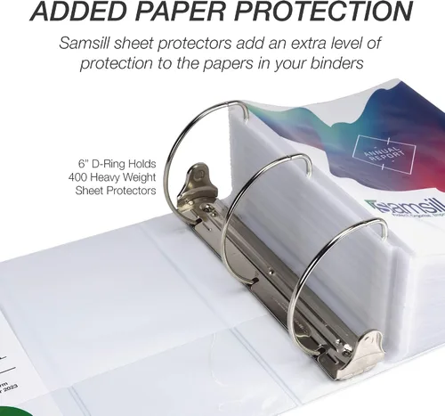 Miniatura 260 de Samsill - Carpeta duradera de 5 pulgadas, fabricada en los Estados Unidos, con anillos en D, transparente y personalizable, color blanco