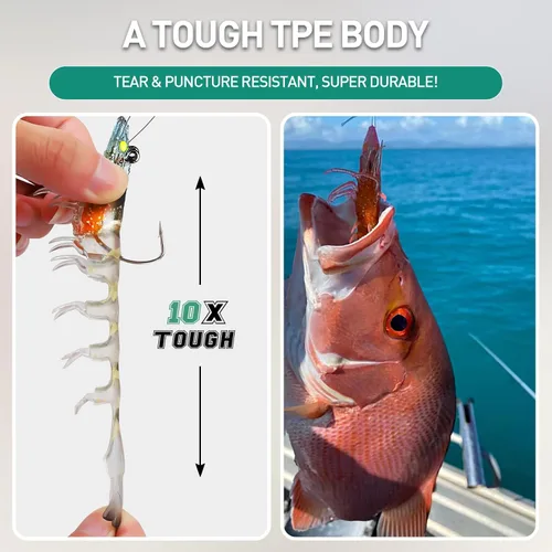 Miniatura 3 de TRUSCEND Duramax TPE Soft Fishing Lures with BKK Hooks, Shrimp & Crayfish Pro Fishing Baits, Curly & Paddle Tail Lure for Trembly Sinking &