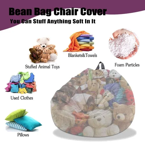 Miniatura 6 de Morbuy Funda para silla puff para niños y adultos (sin relleno), diseño de cielo estrellado 3D, suave, perezoso, funda lavable de gran