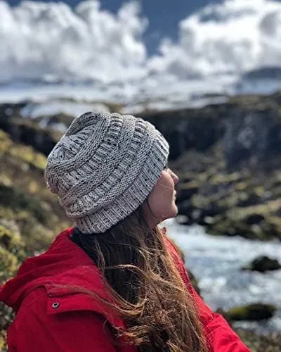Miniatura 4 de Funky Junque Gorros de mujer con confeti de punto trenzado de ganchillo Skullies Tobogan grueso suave cálido invierno sombrero de moda