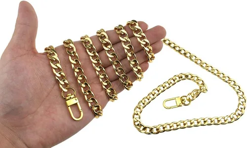 Miniatura 30 de HAHIYO Correa metálica de cadena para bolso de 43.3' de oro para bolso cruzado, bandolera y bolso de mano, cómoda y plana de 0.4' de ancho, extra