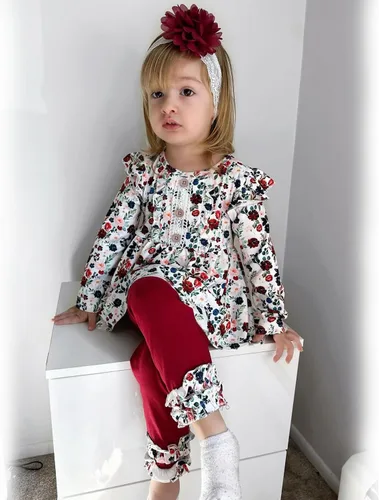Miniatura 2 de HINTINA Conjunto de ropa de 2 piezas para niña pequeña con volantes y manga larga