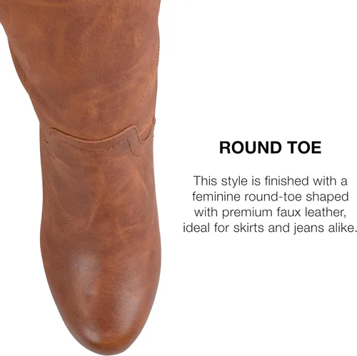 Miniatura 4 de Journee Collection Botas largas para mujer con tacón de cuña y cremallera interior, color marrón, 8, Marrón