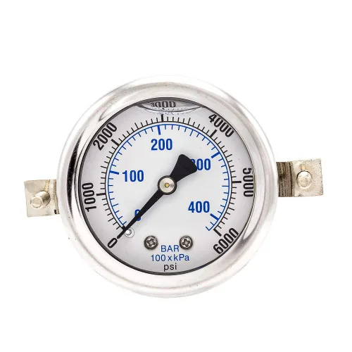 Miniatura 13 de PIC Gauges 203L-204A Manómetro relleno de glicerina con abrazadera en U con carcasa SS/bisel, internos de latón, lente de PC, dial de 2 pulgadas