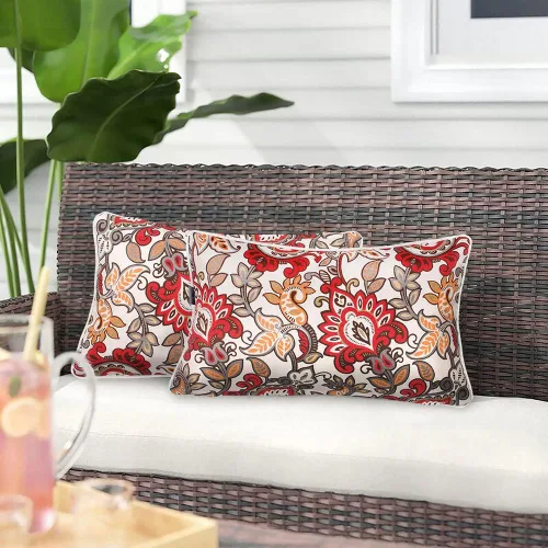 Miniatura 8 de Magpie Fabrics Paquete de 2 almohadas rectangulares lumbares impermeables para exteriores con inserto de 12 x 20 pulgadas, cojín decorativo