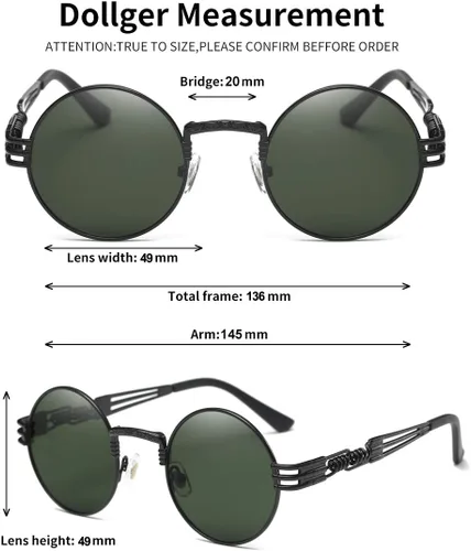 Miniatura 43 de Dollger Gafas de sol redondas Steampunk con marco de metal