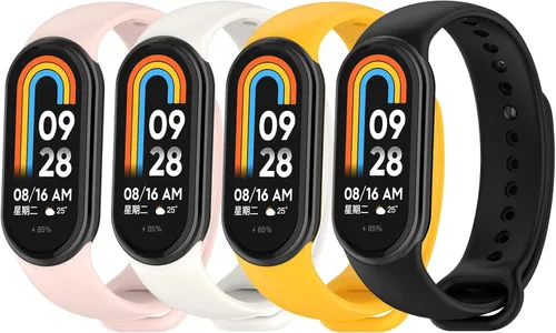 Miniatura 9 de Compatible con Mi Band 8 bandas para mujeres y hombres, 4 unidades de bandas de repuesto deportivas de silicona, pulseras de repuesto, correas