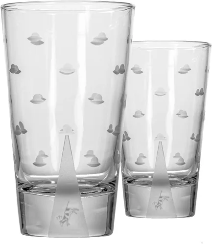 Miniatura 8 de Rolf Glass Mothership UFO Cow Highball Vaso de 15 onzas – Vasos enfriadores grabados – Vidrio sin plomo – Vaso grabado con base pesada – Fabricado