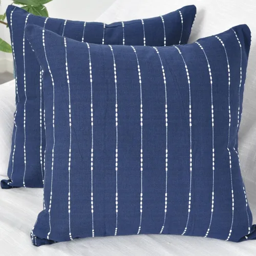 Miniatura 15 de Juego de 2 fundas de almohada modernas color gris de 18 x 18 pulgadas / 18 x 18 pulgadas / algodón tejido con patrón de rayas patrón de rayas