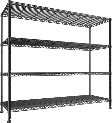 Miniatura 9 de REIBII Estantería de almacenamiento de 75''H de metal, estantería de 6 niveles con cable para despensa, estantería de garaje ajustable de 1200LBS