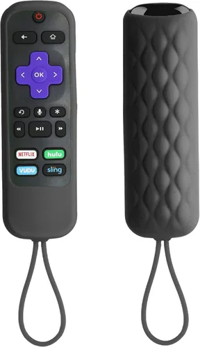Funda de silicona compatible con TCL Roku TV, Express, Premiere, Streaming Stick, correa y cordón, color negro