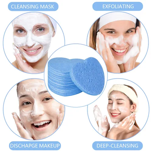 Miniatura 6 de 50 esponjas faciales comprimidas, esponja facial de celulosa 100% natural, esponjas cosméticas profesionales de spa para limpieza facial, máscara