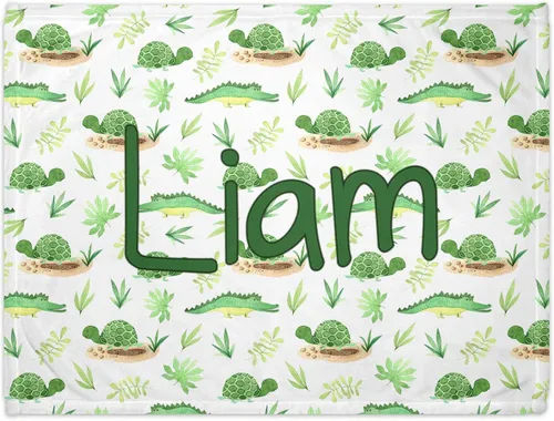 Mantas de bebé personalizadas de cocodrilo para niños con nombre, suaves para recién nacidos, mantas de bebé personalizadas para niños Caimán