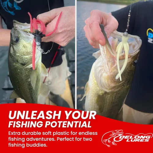 Miniatura 5 de Delong Lures - Los Señuelos de Pesca Squirm - Kit Definitivo de Pesca de Lubina - Jigs con Peso para Agua Dulce y Salada, Señuelos Swimbait Grandes