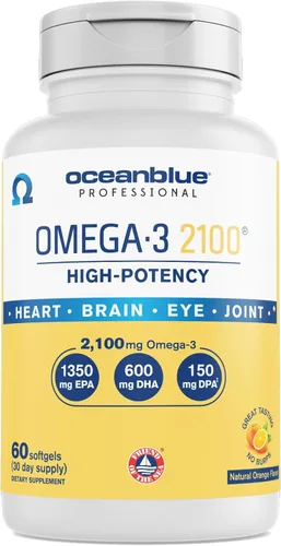 Miniatura 14 de Oceanblue Suplemento profesional de aceite de pescado Omega 3 de 2100 mg Triple Strength Omega 3 Burpless EPA DHA de alta potencia capturado