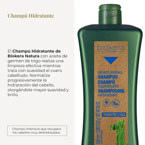 Miniatura 2 de Salerm Biokera Natura Champú Hidratante, 36 onzas / 33.8 fl oz