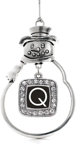 Miniatura 64 de Inspired Silver - Adorno de rodillo de reina - Adorno cuadrado de plata con muñeco de nieve con joyas de circonita cúbica