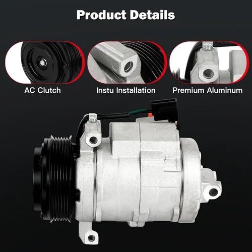 Miniatura 3 de CCIYU Compresor de CA con embrague 1997-2001 para Ford E-150 Econoline 4.2L A/C compresor de aire acondicionado reemplaza 5U2Z19V703ED