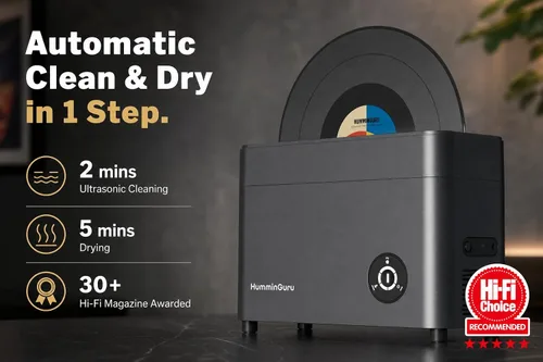 Miniatura 2 de HumminGuru Limpiador de discos de vinilo ultrasónico - Máquina de limpieza de discos de vinilo ultrasónico de 40kHz con secado automático, Kit