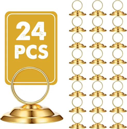 Miniatura 10 de MotiMind 24 soportes de metal para números de mesa, soportes de metal para números de mesa de boda, soportes para letreros de mesa para fotos, menú