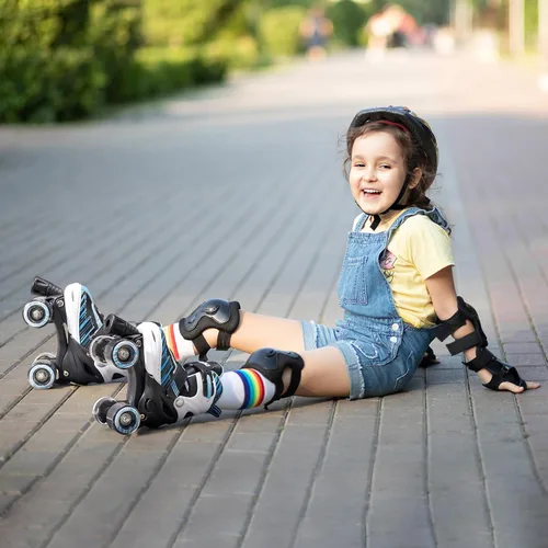 Miniatura 7 de Patines de ruedas para niñas y niños de 4 a 12 años, patines ajustables para niños pequeños de 4 tamaños, ruedas iluminadas para principiantes