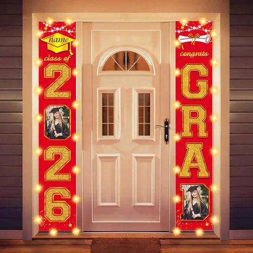 Miniatura 35 de Decoraciones personalizadas para fiestas de graduación 2026 – Cartel de felicitación de graduación grande – Cartel de fondo de graduación