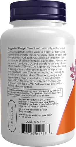 Miniatura 3 de NOW Supplements, CLA (ácido linoleico conjugado) 800 mg, aceite nutricional, 90 cápsulas blandas
