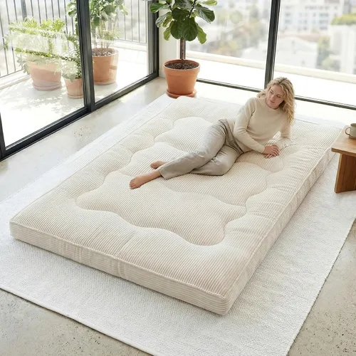 Miniatura 10 de cidludto Colchón de futón japonés de tamaño individual, sofá cama de 4 pulgadas, colchón de suelo para adultos, tapete de tatami más grueso, Negro