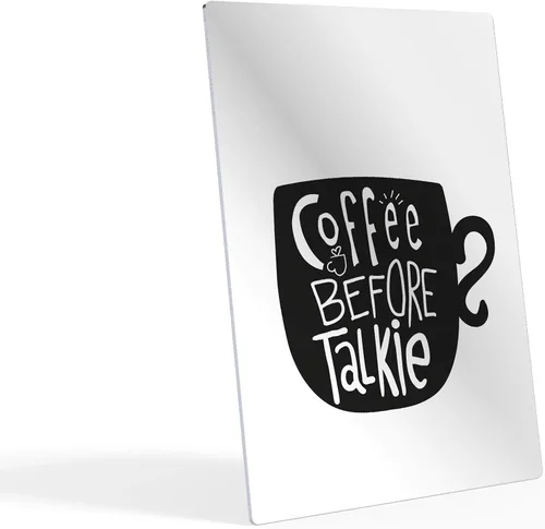 Miniatura 2 de HB Art Design Taza de café antes de talkie en blanco y negro con impresión de metal, arte de pared, decoración de cafetería, decoración de pared