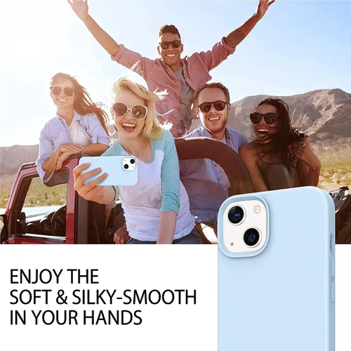 Miniatura 8 de Telaso Funda compatible con iPhone 13, silicona líquida de gel suave para iPhone 13, funda delgada con forro de microfibra a prueba de golpes, Azul