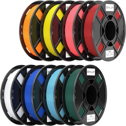 Miniatura 40 de 3DHoJor PLA+ 3D Printer Filament Bundle, Multicolor PLA+ Filament 1.75mm, Vacuum Packed, 0.25kg*8 Pack, 2kg Total, Black+Bone