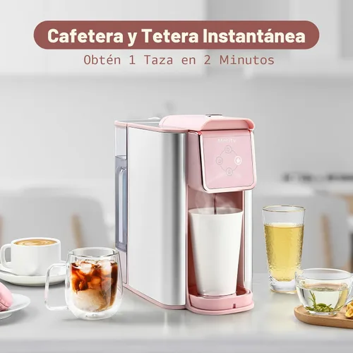 Miniatura 2 de Mecity Cafetera Rosa 3 en 1 Máquina de Café de Una Sola Porción, Para Cápsulas de Café de Fondo Plano, Café Molido, Taza de 6 a 10 Onzas, Depósito