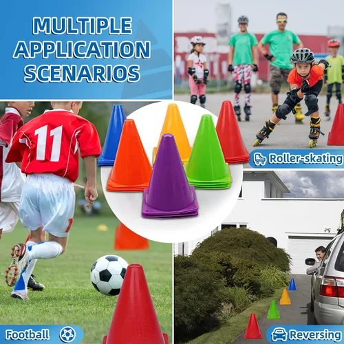 Miniatura 2 de Win SPORTS Juego de conos de tráfico de plástico para entrenamiento, conos de agilidad para interiores y exteriores y eventos festivos