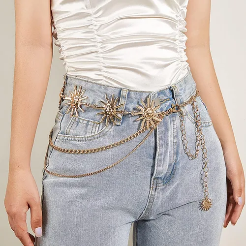 Miniatura 6 de Cadena de cintura, cinturones de cadena dorada para mujer, borlas largas ajustables, cadena para el vientre, accesorios de joyería