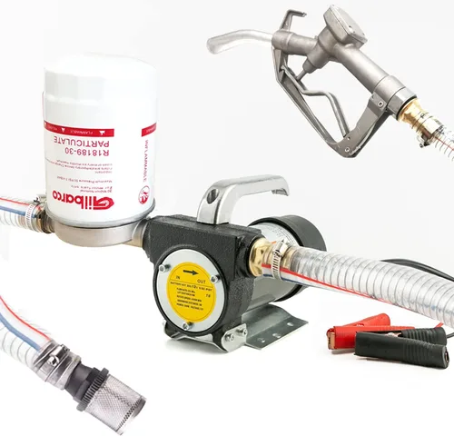 Kit de bomba de transferencia de combustible eléctrica portátil de 12 V CC (boquilla+mangueras+filtro), para diésel, queroseno, máquina, aceite de