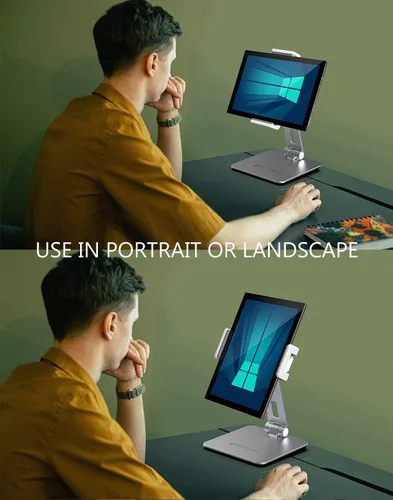Miniatura 3 de Inifispce Soporte de tableta ajustable multiángulo y soporte de tableta de aleación de aluminio pesado para pantalla de 4.7 '' a 13'' Microsoft