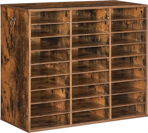 Miniatura 10 de HOOBRO Organizador de literatura, 36 compartimentos, organizador de correo de madera, clasificador de literatura de encimera con estantes ajustables