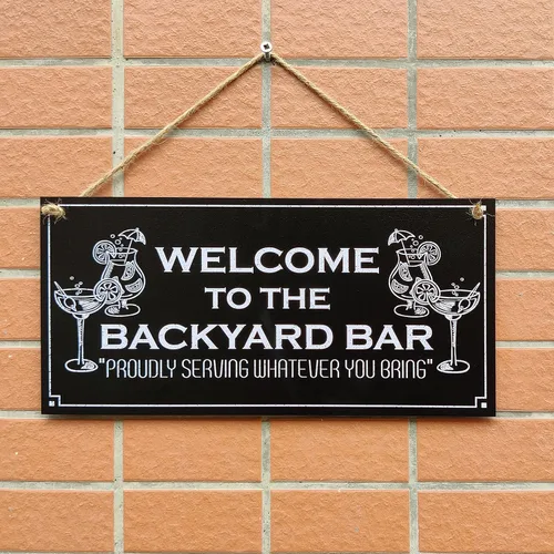 Miniatura 5 de CARISPIBET Letreros de bienvenida a la barra del patio trasero, letreros al aire libre para porche, placas decorativas para cocina, 6 x 12 pulgadas