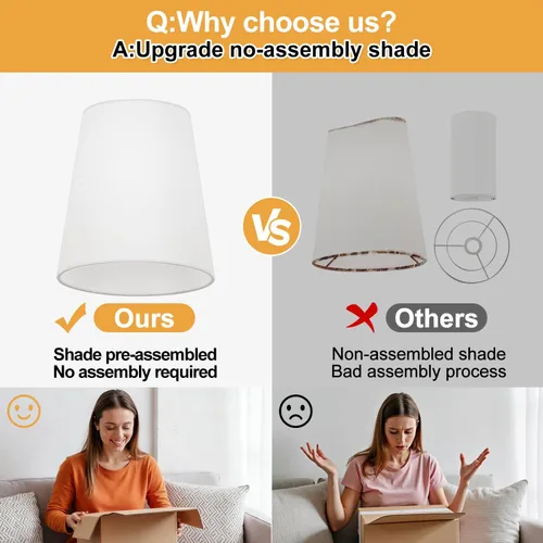 Miniatura 7 de MOKATNG Lámparas de baño, 3 luces doradas cepilladas, accesorios de iluminación de baño sobre espejo con pantalla de tela blanca acampanada