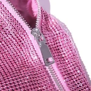 Miniatura 6 de Bolso de mano plateado brillante con diamantes de imitación, bolso de mano plateado para mujer